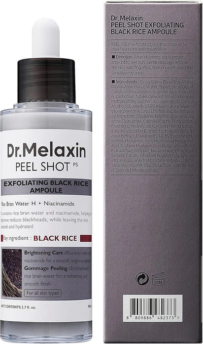Korean Dr. Melaxin Peel Shot White and Black Rice Exfoliating Essence Moisturizing Gentle Exfoliation Soften Serum Skin Care